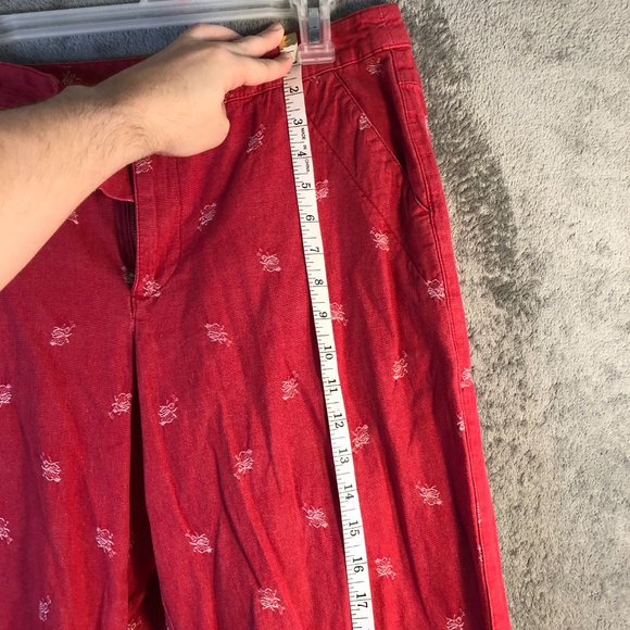 Liz Claiborne Audra Women's 12 Straight Leg Below The Knee Red Cropped Pants - Picture 12 of 17